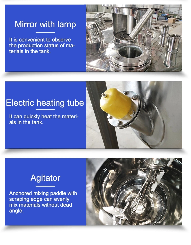 Factory Price Stainless Steel Electricity Heating Customized Sanitary Pressure Vessel Mixing Tank with Top Agitator