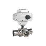 Sanitary Stainless Steel Pneumatic Electric Actuator Three Way Ball Valve